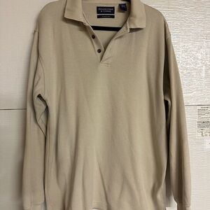 Roundtree & Yorke Men's Tan Long Sleeve Polo